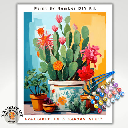 PAINT by NUMBERS Kit for Adults Minimalist Vibrant Cactus Art Easy Beginners Boho Colorful DIY Paint Kit Anniversary Gift