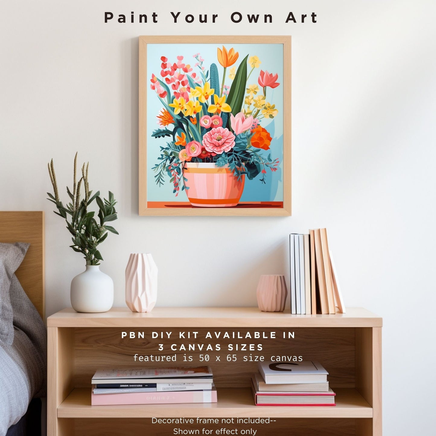 PAINT by NUMBERS Kit for Adults Minimalist Flowers Vibrant Art Easy Beginners Colorful Paint DIY Kit Anniversary Mom Gift | Code: