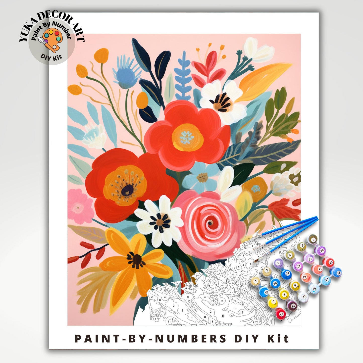 PAINT by NUMBER Kit Adult Garden Flowers Vintage Spring Colourful Wall Art Easy Beginner Acrylic Paint DIY Kit Mom Dad Gift