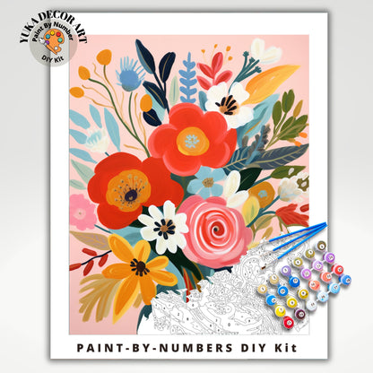 PAINT by NUMBER Kit Adult Garden Flowers Vintage Spring Colourful Wall Art Easy Beginner Acrylic Paint DIY Kit Mom Dad Gift
