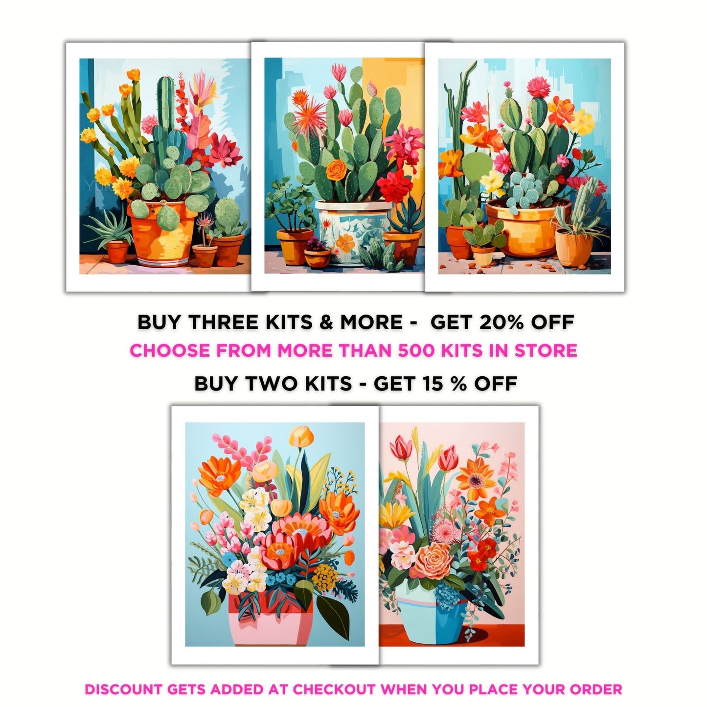 PAINT by NUMBERS Kit for Adults Minimalist Vibrant Cactus Art Easy Beginners Colorful DIY Paint Kit Anniversary Gift Mom Girlfriend Mom Aunt