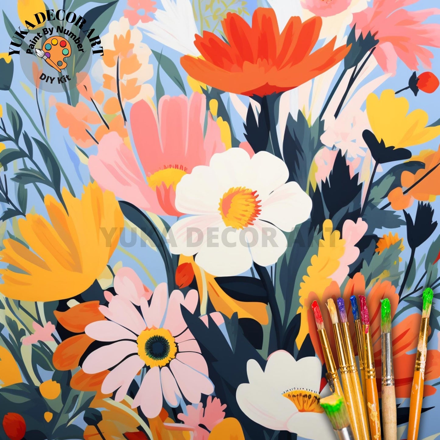 Floral PAINT by NUMBER Kit Adult Colorful Flowers Wall Art Easy Beginner Painting Acrylic DIY Activity Kit Anniversary Gift For Mom Grandma