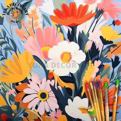 Floral PAINT by NUMBER Kit Adult Colorful Flowers Wall Art Easy Beginner Painting Acrylic DIY Activity Kit Anniversary Gift For Mom Grandma