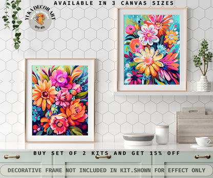 Garden Flower PAINT by NUMBERS Kit for Adults Abstract Flowers Paint Kit Easy Beginners Acrylic Paint DIY Kit Gift for Mom