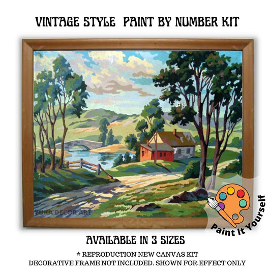 Vintage PAINT by NUMBER Kit for Adult & Kids, DIY Nature Landscape painting , Easy Beginner Acrylic Painting Kit,Home Decor Gift