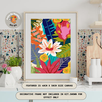 PAINT by NUMBER Kit for Adults ,Garden Flowers Botanical Abstract Art ,Easy Beginners Acrylic Paint DIY Kit ,Living Bedroom Wall Art Decor