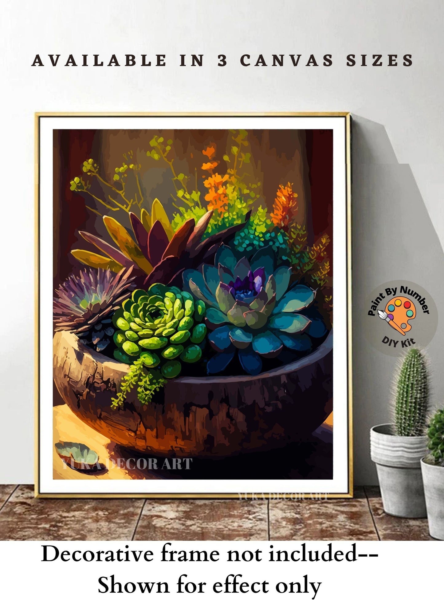 Paint by Number Kit Succulents Garden Bowl, Easy DIY Beginners Adult Painting Kit ,Home Decor ,Birthday Gift For Mom Daughter Aunt