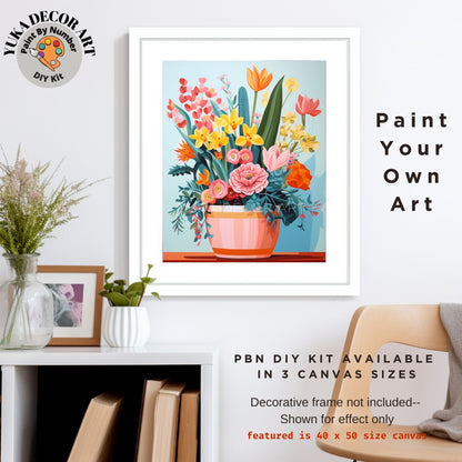 PAINT by NUMBERS Kit for Adults Minimalist Flowers Vibrant Art Easy Beginners Colorful Paint DIY Kit Anniversary Mom Gift | Code: