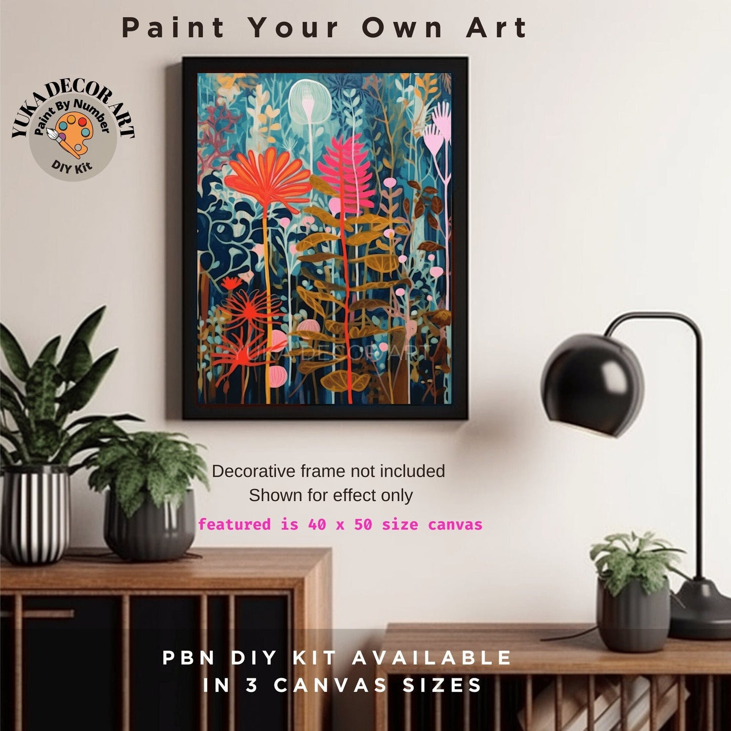 Abstract Floral Adult PAINT by NUMBERS Kit Vibrant Eclectic Art Flowers Easy Beginner DIY Acrylic Painting Birthday Custom Gift For Mom Dad
