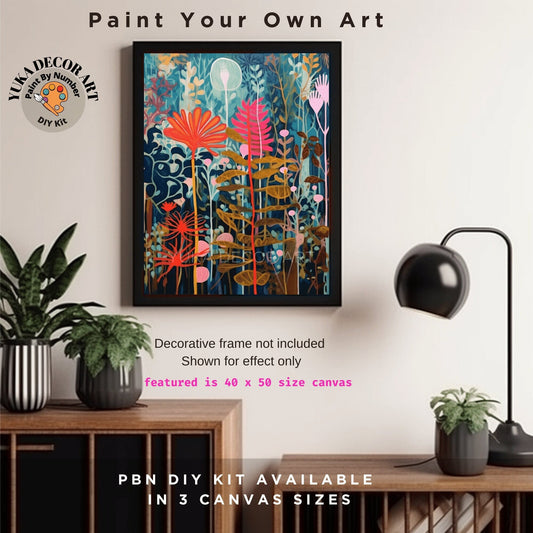 Abstract Floral Adult PAINT by NUMBERS Kit Vibrant Eclectic Art Flowers Easy Beginner DIY Acrylic Painting Birthday Custom Gift For Mom Dad