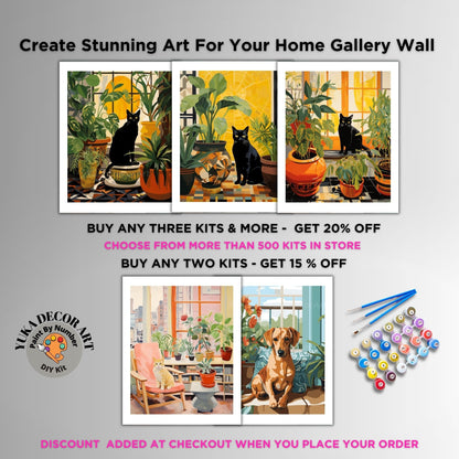 Cat PAINT by NUMBER DIY Kit Adult Indoor Plants Minimalist Art Boho Garden Easy Beginner Acrylic Painting Birthday Custom Gift For Wife Mom