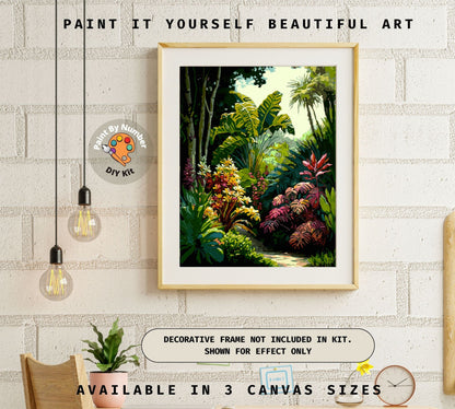 Tropical Forest PAINT by NUMBER Kit for Adults , Vibrant Foliage Painting, Easy Adult Hobby DIY Kit , Canvas Wall Art Decor , Gift for Mom