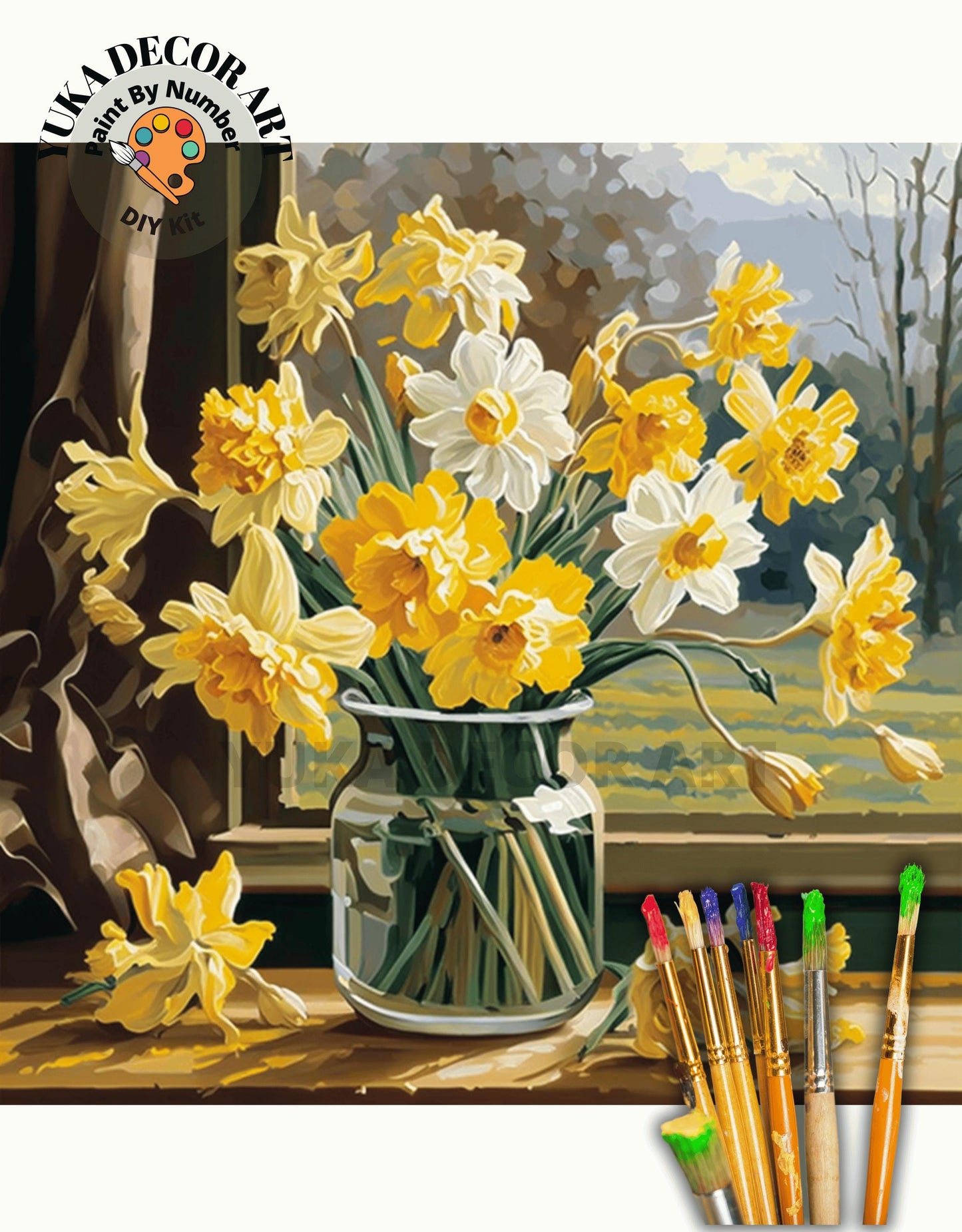 Spring Flowers In Vase PAINT by NUMBER Kit Adults Still Life Vintage Style DIY Painting Easy Beginners Wall Art Housewarming Gift Mom Sister