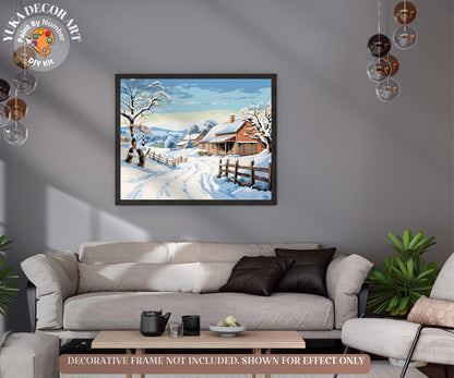 Vintage Style PAINT by NUMBER DIY Kit Adult Winter Landscape Christmas Holiday Wall Art Easy Beginner Acrylic Painting Mom Dad Birthday Gift