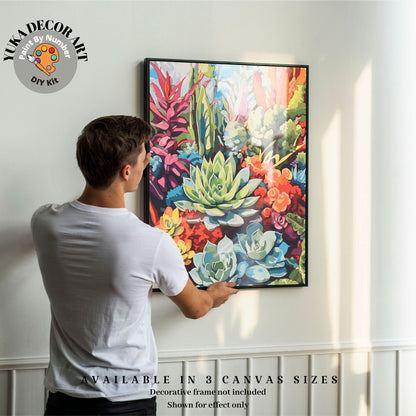 Colorful Succulents PAINT by NUMBER Kit Adult Easy DIY Hobby Acrylic Painting Canvas Birthday Custom Gift For Garden Lover Mom Wife Sister