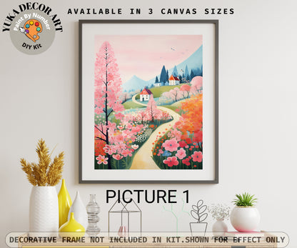 PAINT by NUMBER Kit Adult | Mountain Flowers Pastel Color Landscape Minimalist DIY Beginners Paint Kit Gift For Sister Girlfriend Mom Bestie