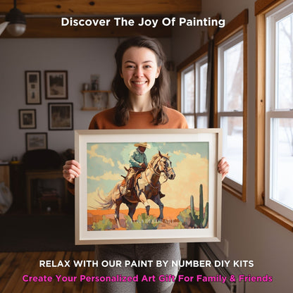 Cowboy PAINT by NUMBER Kit Adult Desert Horse Grand Canyon  Southwestern Vintage Style Art Easy Beginner Oil Painting DIY Kit  Gift For Dad