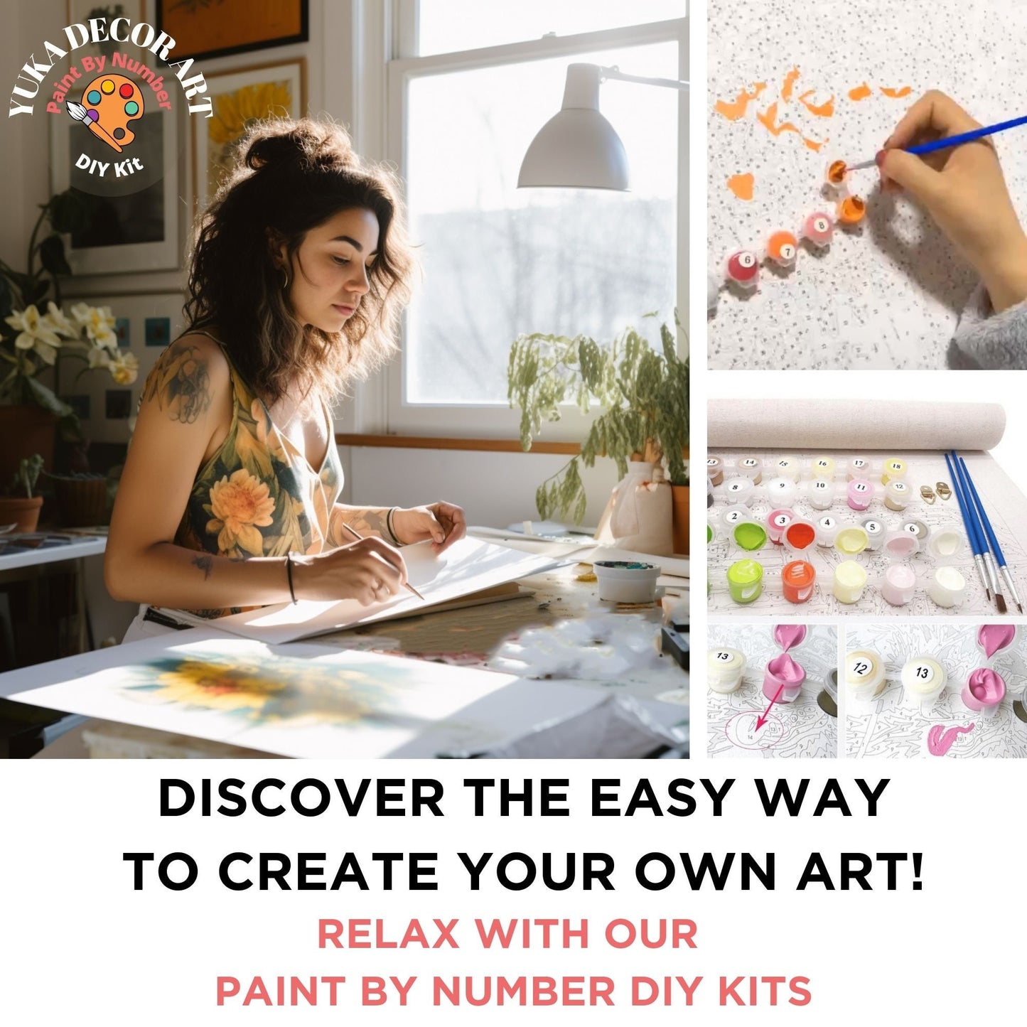 Floral PAINT by NUMBER Kit Adult Colorful Flowers Wall Art Easy Beginner Painting Acrylic DIY Activity Kit Anniversary Gift For Mom Grandma