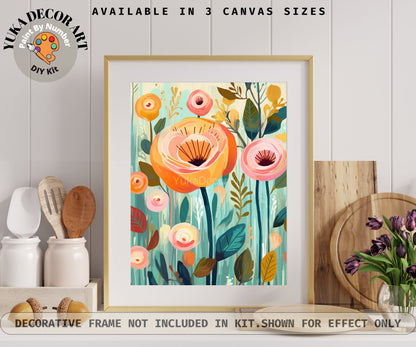 Garden PAINT by NUMBER Kit for Adults Spring Flowers Paint Kit Easy Beginners Acrylic Paint DIY Kit Wall Art Decor Mom Gift