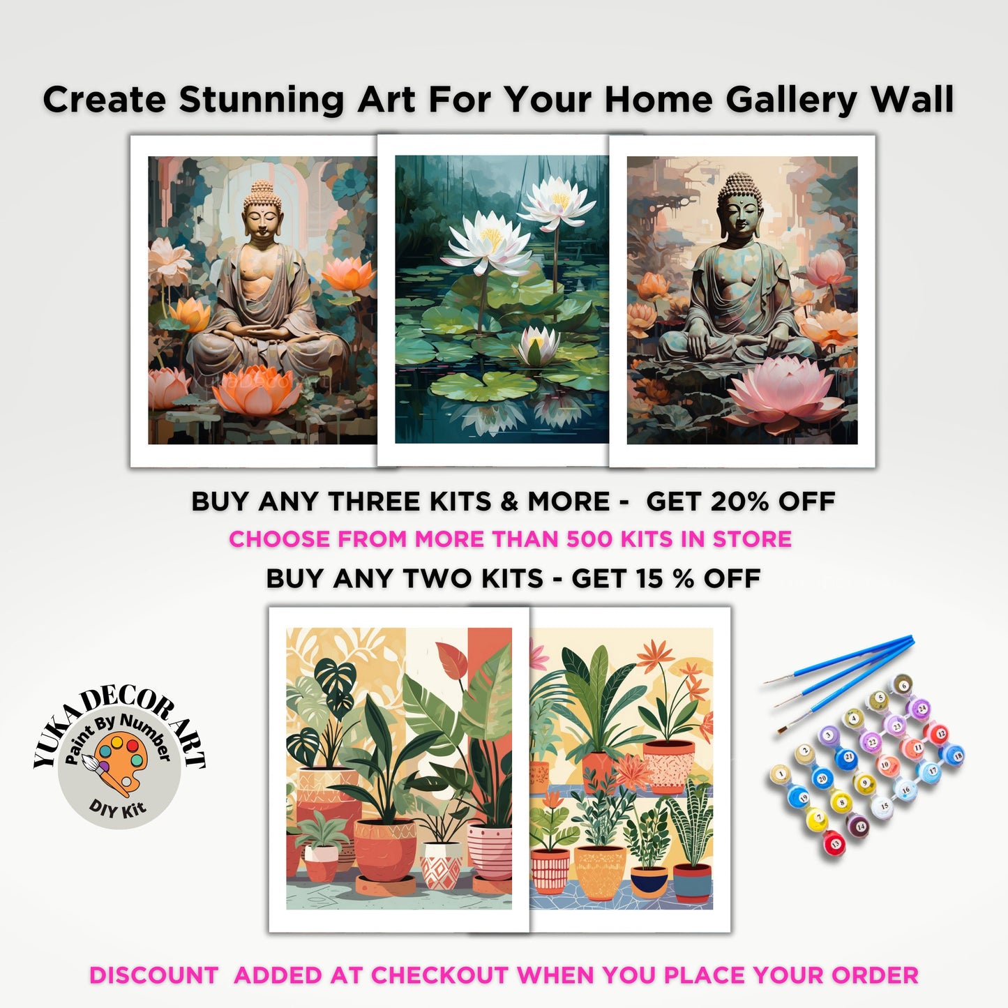 Buddha PAINT by NUMBERS Kit For Adults Buddha Vibrant Pink Lotus Floral DIY Acrylic Painting Kit Zen Chakra Meditation Studio Decor Gift