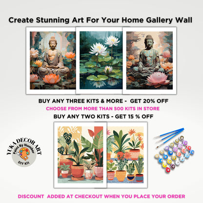 Buddha PAINT by NUMBERS Kit For Adults Buddha Vibrant Pink Lotus Floral DIY Acrylic Painting Kit Zen Chakra Meditation Studio Decor Gift