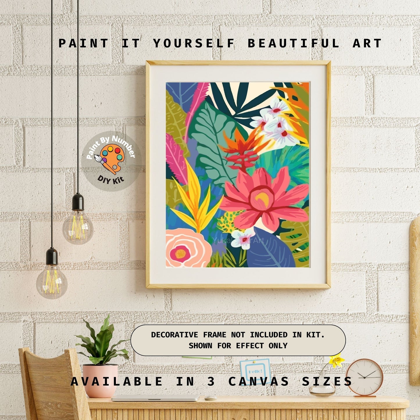 Flowers PAINT by NUMBER Kit for Adults Garden Botanical Abstract Minimalist Modern Art Easy Beginners Acrylic Paint DIY Kit Wall Art Gift