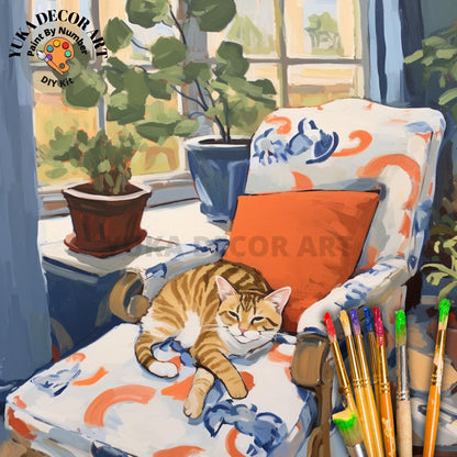 Vintage Art Inspired Cat PAINT by NUMBER Kit Adult Painting DIY Art Kit by Numbers Easy Beginners Birthday Gift For Friend Sister Wife Mom