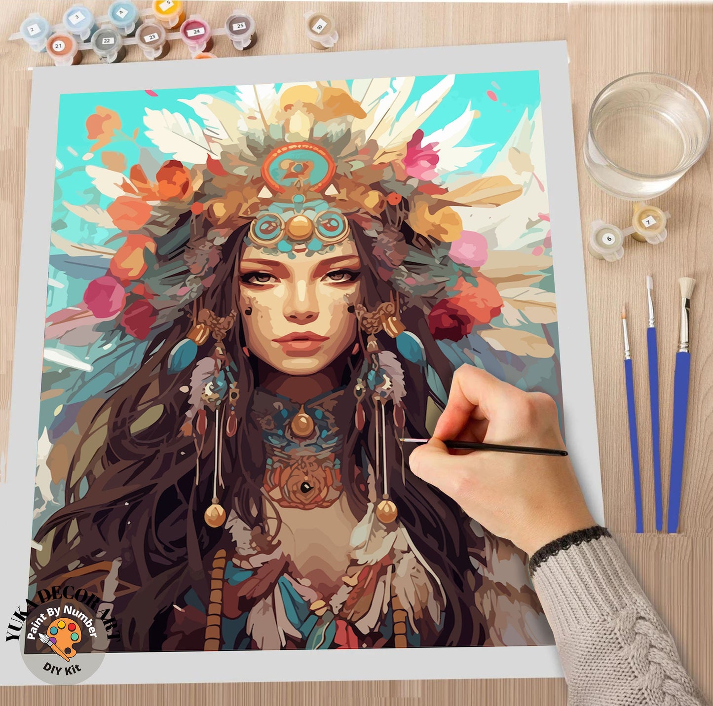 Boho Girl Floral PAINT by NUMBERS DIY Kit For Adults Easy Beginner's Painting Kit Decor Wall Art Gift For Wife Girlfriend | Code: WO2307101