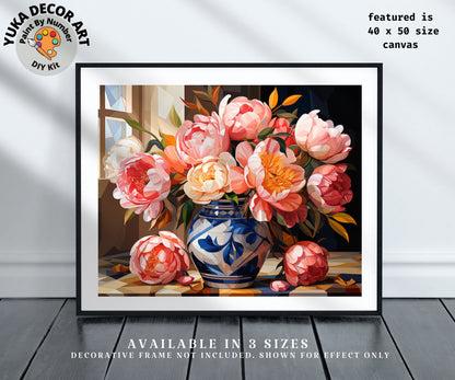 Floral PAINT by NUMBERS Kit Adults Flower Vase Bouquet DIY Painting Easy Beginners Canvas Kit Wall Art Christmas Birthday Gift Girlfriend