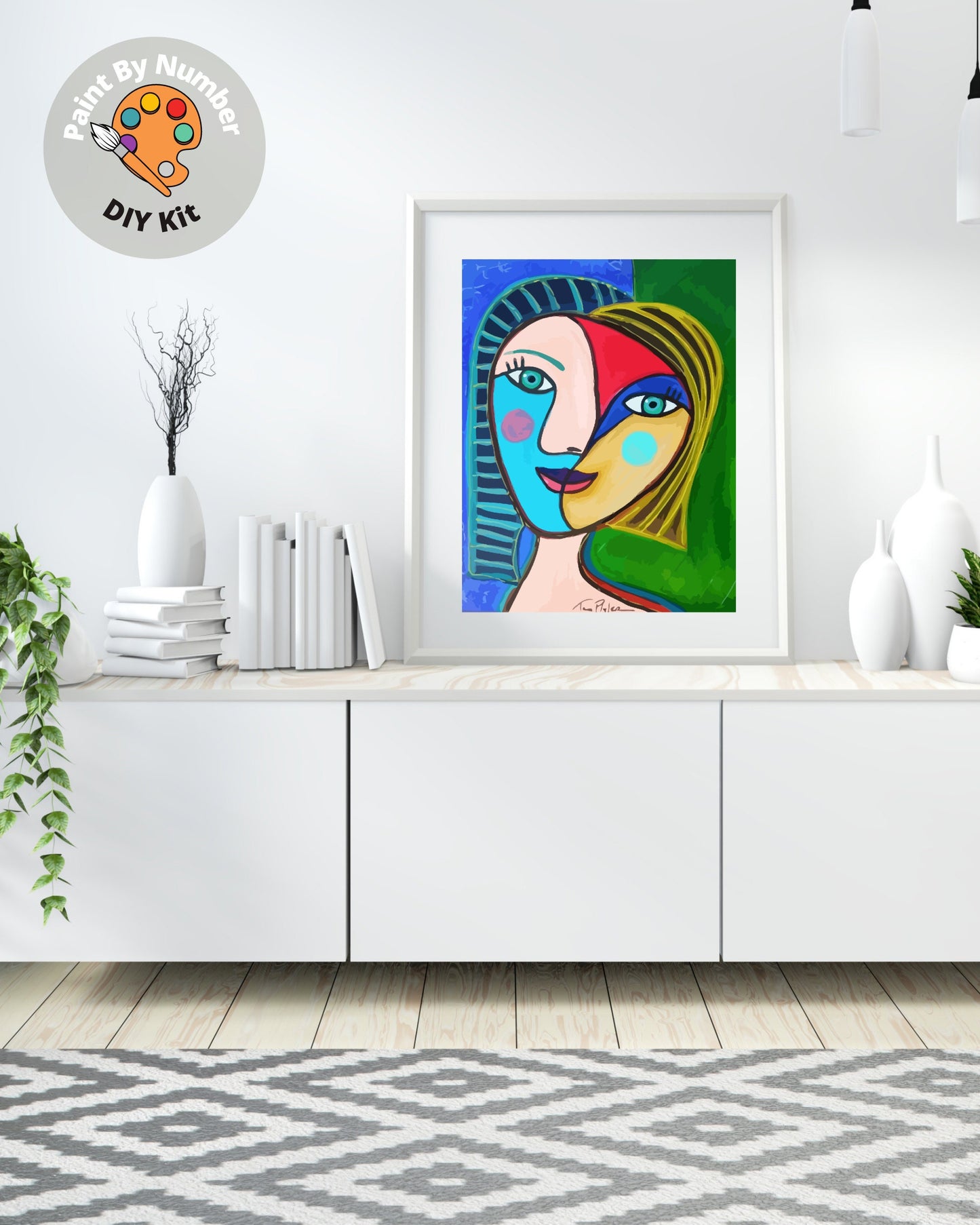 Picasso PAINT by NUMBER Kit for Adults ,Portrait Reproduction Canvas ,Easy Beginners Acrylic Paint DIY Kit ,Living Bedroom Wall Art Decor