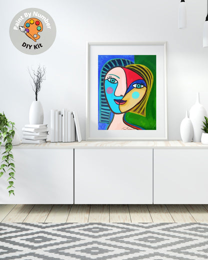 Picasso PAINT by NUMBER Kit for Adults ,Portrait Reproduction Canvas ,Easy Beginners Acrylic Paint DIY Kit ,Living Bedroom Wall Art Decor