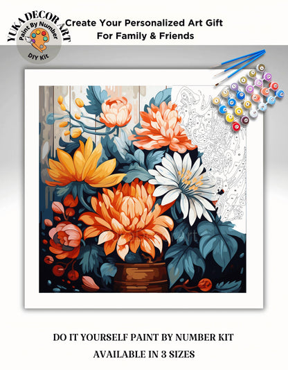 Flowers PAINT by NUMBER Kit Adult, Kitchen Wall Art , Floral Art Kit ,Easy Beginner Acrylic Diy Painting | Bday Gift for Wife Girlfriend Mom
