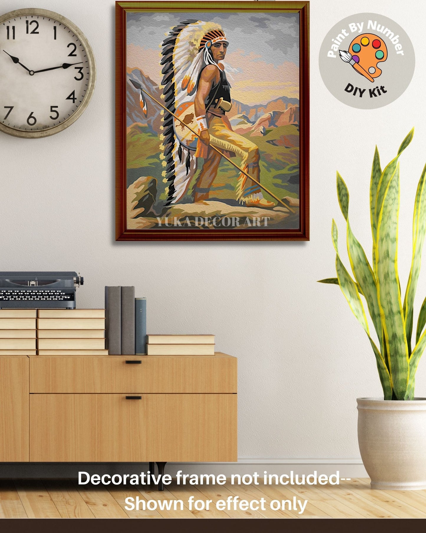 Native American PAINT by NUMBER  Kit for Adult , Vintage Style Indian Tribe Painting , Easy Acrylic Paint Kit, Wall Art Gift