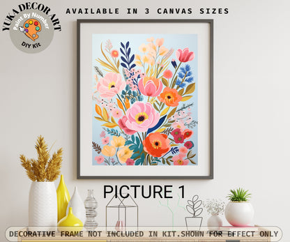 Springflowers PAINT by NUMBER Kit Adults WildFlower Garden DIY Painting Easy Beginners Hobby Kit Wall Art Housewarming Gift Girlfriend Mom