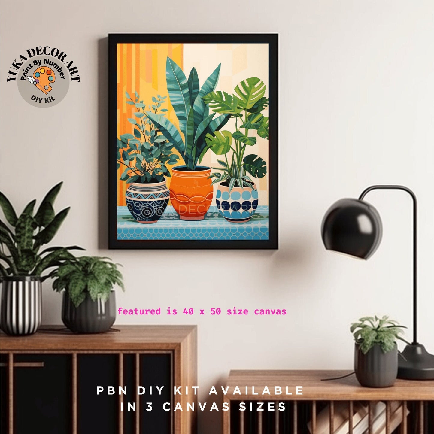 HousePlants PAINT by NUMBERS Diy Kit Adult Boho Style Minimalist Art Easy Beginner DIY Painting Kit Gift Mom Dad Girlfriend