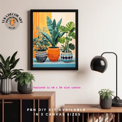 HousePlants PAINT by NUMBERS Diy Kit Adult Boho Style Minimalist Art Easy Beginner DIY Painting Kit Gift Mom Dad Girlfriend