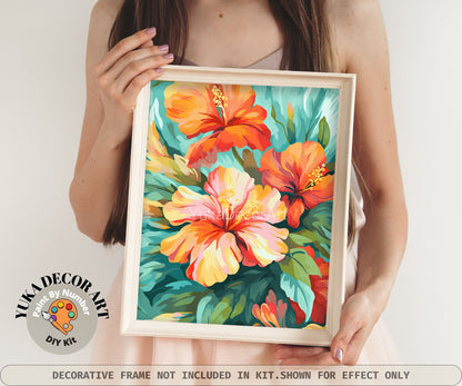 Floral PAINT by NUMBER Kit for Adults Garden Flowers DIY Painting Easy Beginners Acrylic Paint Kit Wall Art Decor Mom Gift