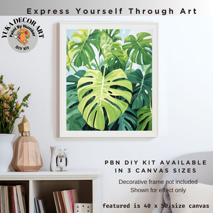Monstera PAINT by NUMBERS Adult ,Home Indoor Plants Still life ,Beginners Easy Paint Kit DIY Wall Decor Gift  Mom Grandmom