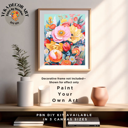 Flowers PAINT by NUMBER Kit for Adults Wildflowers Garden DIY Painting Chic Floral Easy Hobby Kit Wall Decor Art Gift Wife