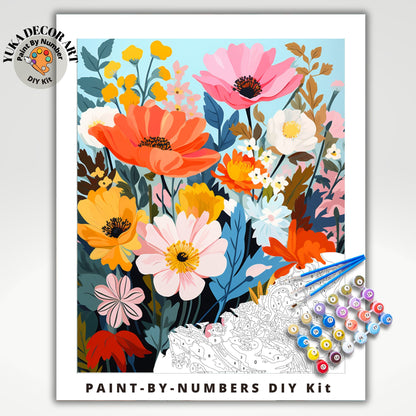 Floral PAINT by NUMBERS Diy Kit Adults Spring Flower Garden DIY Painting Easy Beginners Canvas Kit Wall Art Mother's Day Gift Girlfriend