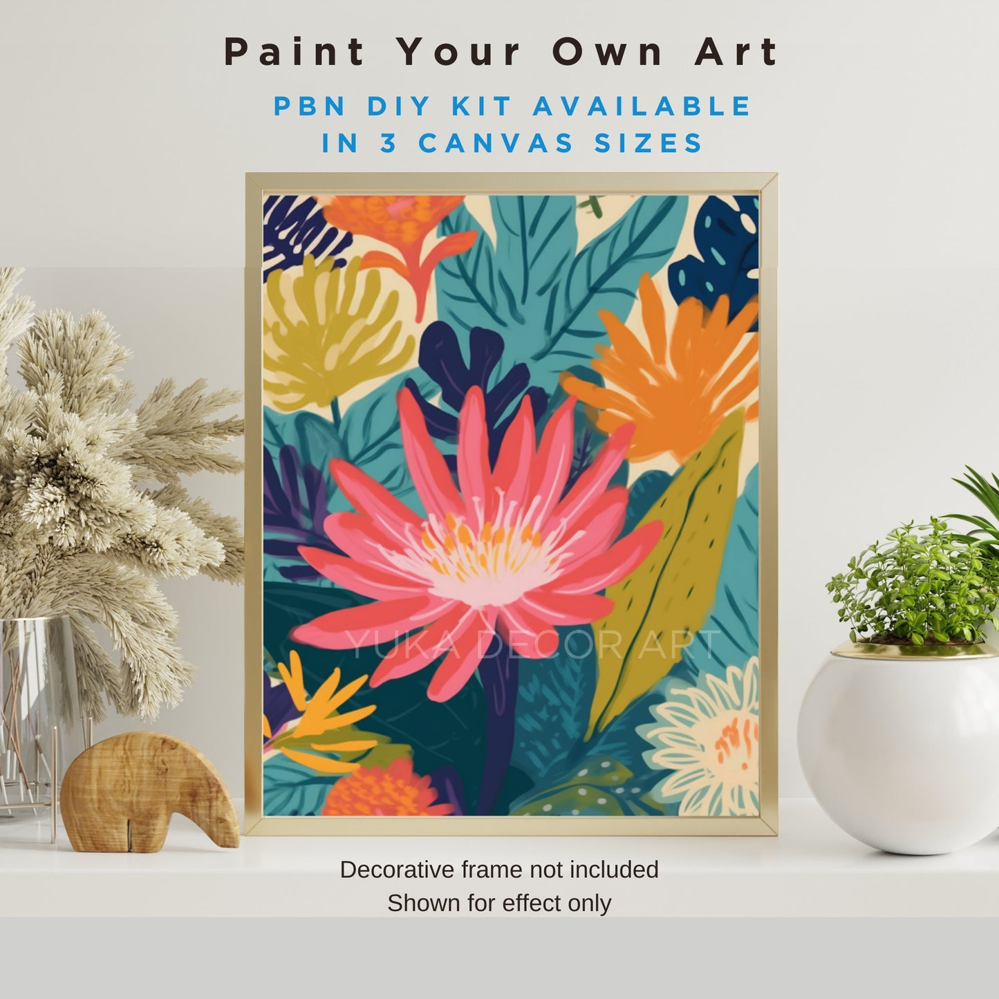 Flowers Boho PAINT by NUMBER Kit for Adults Modern  Whimsical Art Easy Beginner Acrylic Paint DIY Kit  Wall Art Bday Gift for Mom Girlfriend