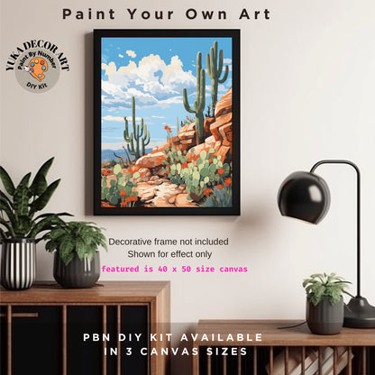 Cactus PAINT by NUMBER Kit Adult Midwest Desert Landscape Painting Easy Beginners  DIY Painting Ranch Decor Birthday Gift for Girlfriend
