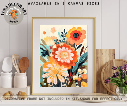 Flowers PAINT by NUMBER Kit for Adults Spring Flowers Painting Easy Beginners Acrylic Paint DIY Kit Wall Art Teen Bday Gift