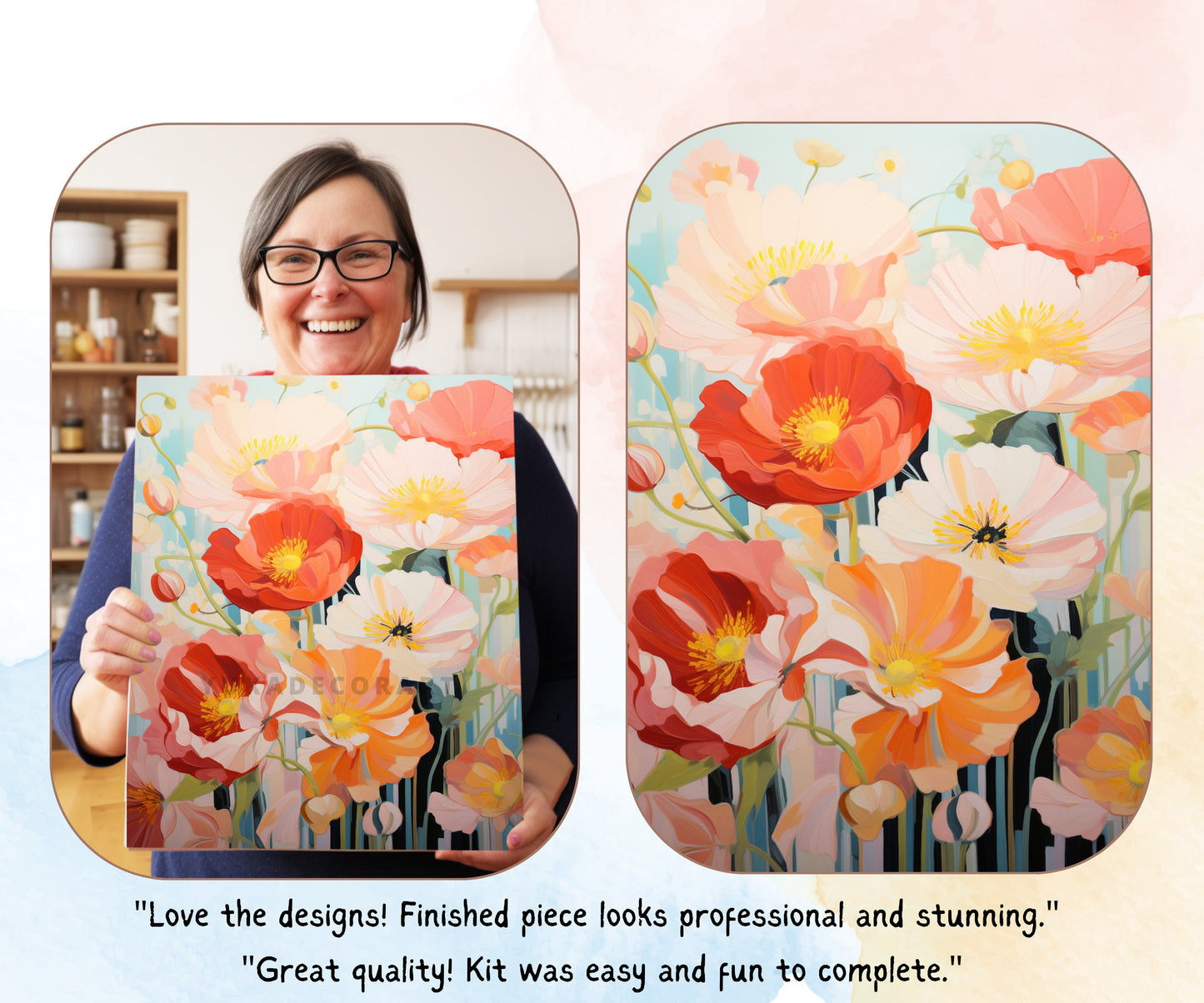 Flowers PAINT by NUMBER Kit Adults | Set Of 2 | WildFlowers DIY Painting Easy Beginners Hobby Kit Wall Art Anniversary Gift Girlfriend Mom