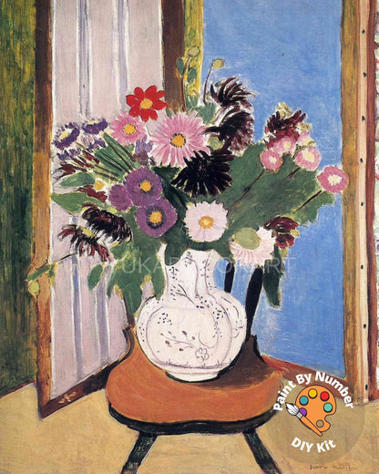 Henri Matisse PAINT by NUMBERS Kit for Adults White Vase Flowers Easy Beginners Acrylic Paint DIY Kit Living Bedroom Wall Art Decor