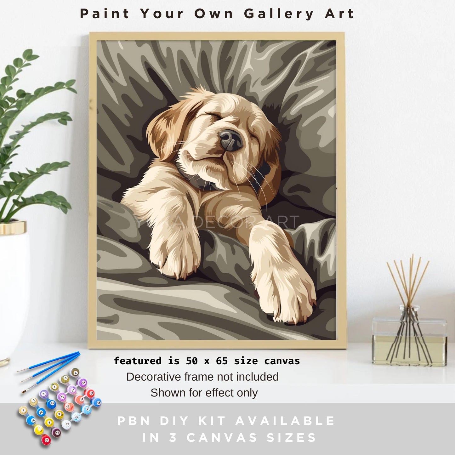 Cute Puppy PAINT by NUMBER Kit Adult Painting DIY Coloring by Numbers Set Easy Beginners Birthday Gift For Kids Holiday Activity Kit