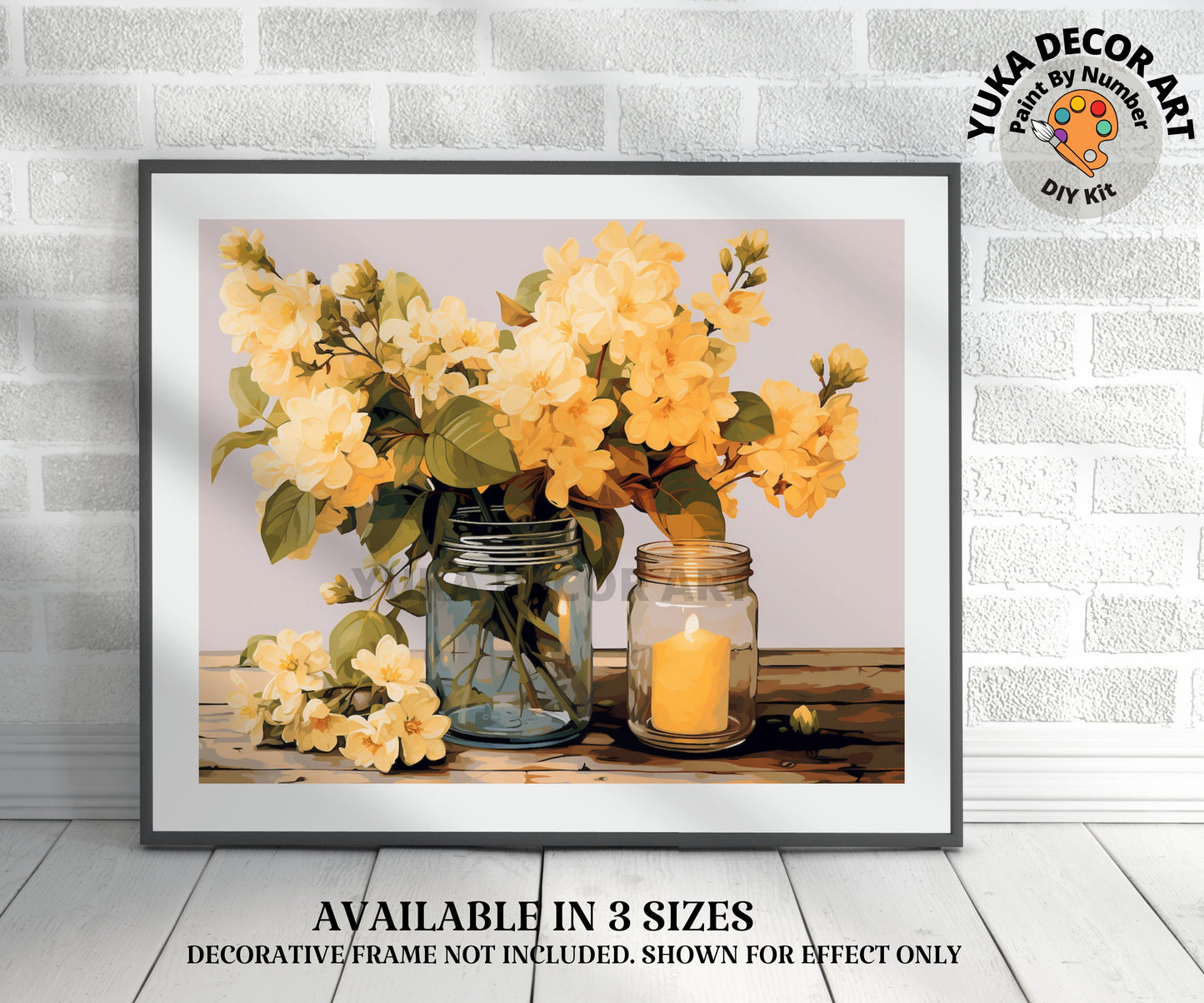 Blossom Flowers PAINT by NUMBER Kit Adult,Mason Jar Bouquet Still Life Painting , Beginner DIY Kit , Mothers Day Gift for Mom Aunt Grandma