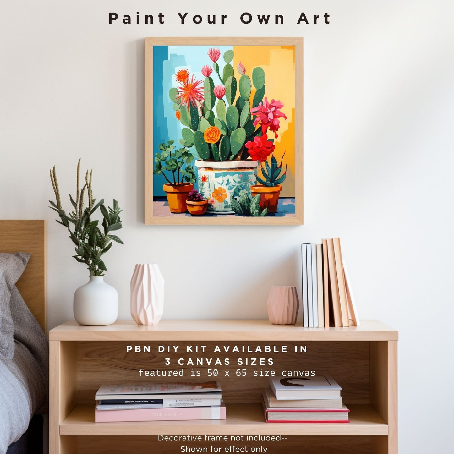 PAINT by NUMBERS Kit for Adults Minimalist Vibrant Cactus Art Easy Beginners Boho Colorful DIY Paint Kit Anniversary Gift