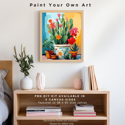 PAINT by NUMBERS Kit for Adults Minimalist Vibrant Cactus Art Easy Beginners Boho Colorful DIY Paint Kit Anniversary Gift