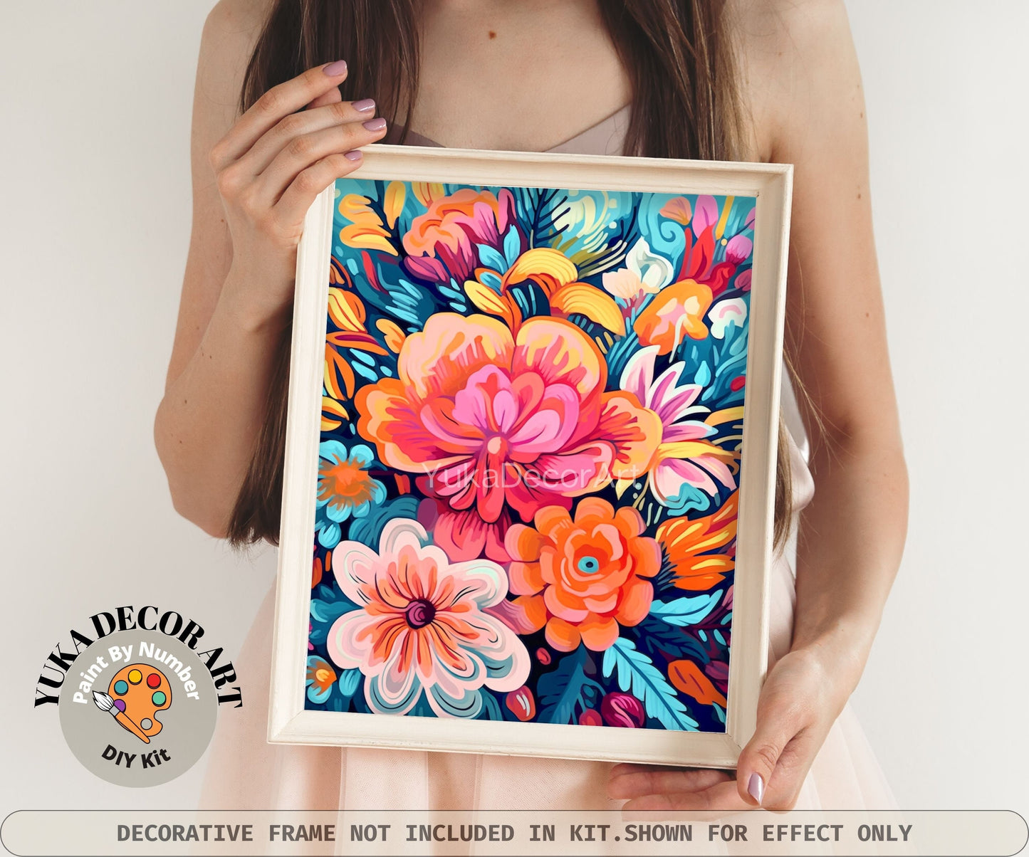 Garden Flower PAINT by NUMBER Kit for Adults Abstract Flowers Paint Kit Easy Beginners Acrylic Paint DIY Kit Wall Art Decor